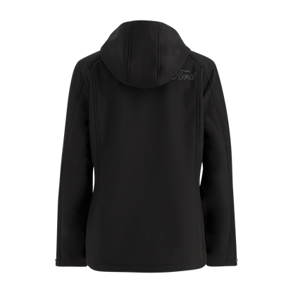 Black jacket with a hood on a white background