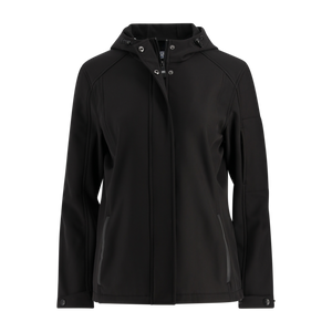 Black jacket with a hood on a white background