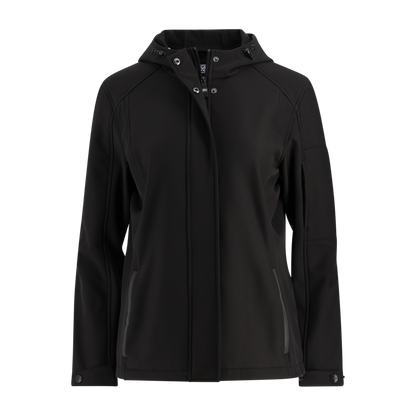 Black jacket with a hood on a white background