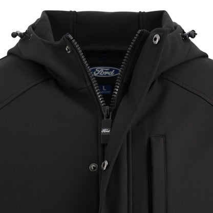 Black jacket with Ford logo on zipper