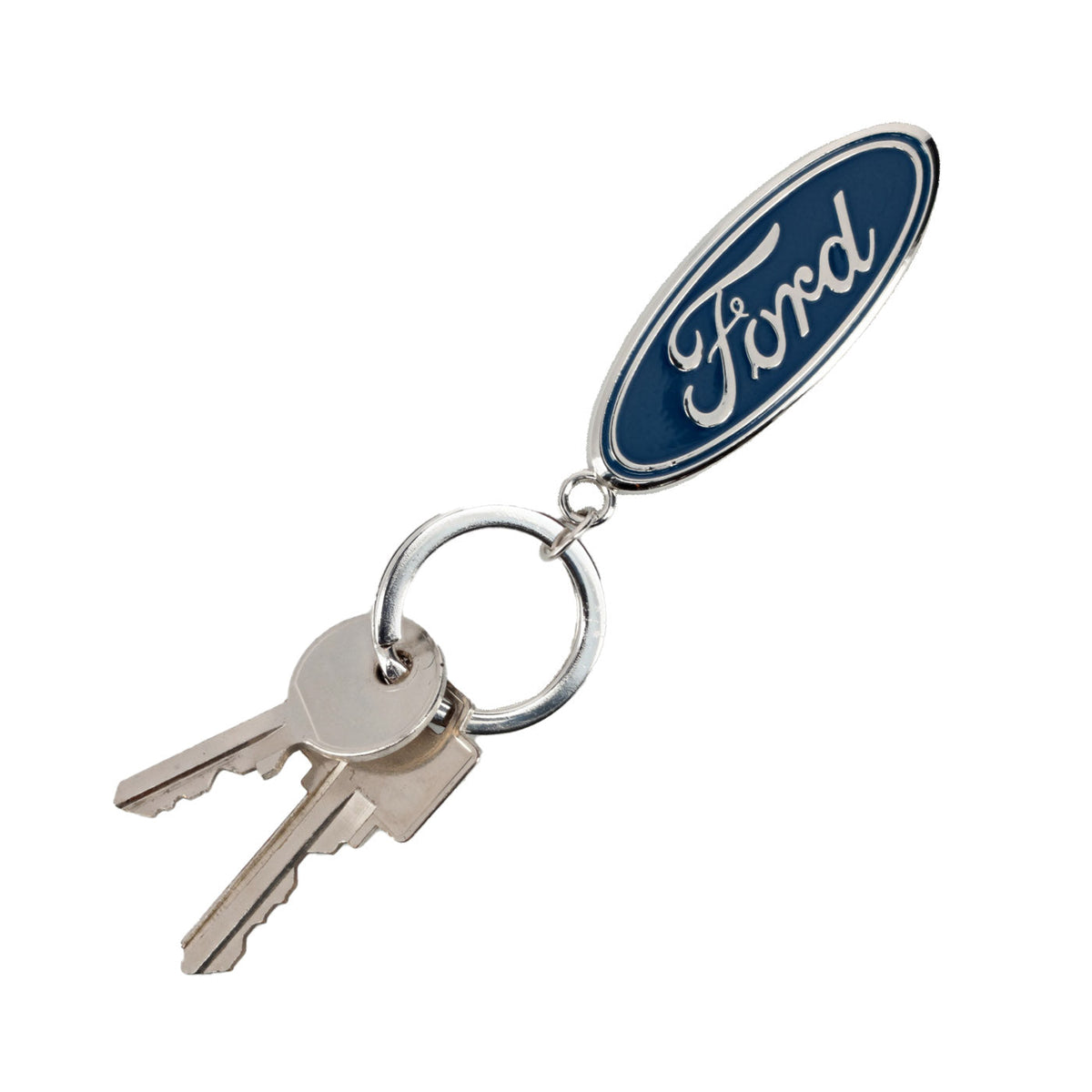 ford blue oval key chain with car keys on the key ring
