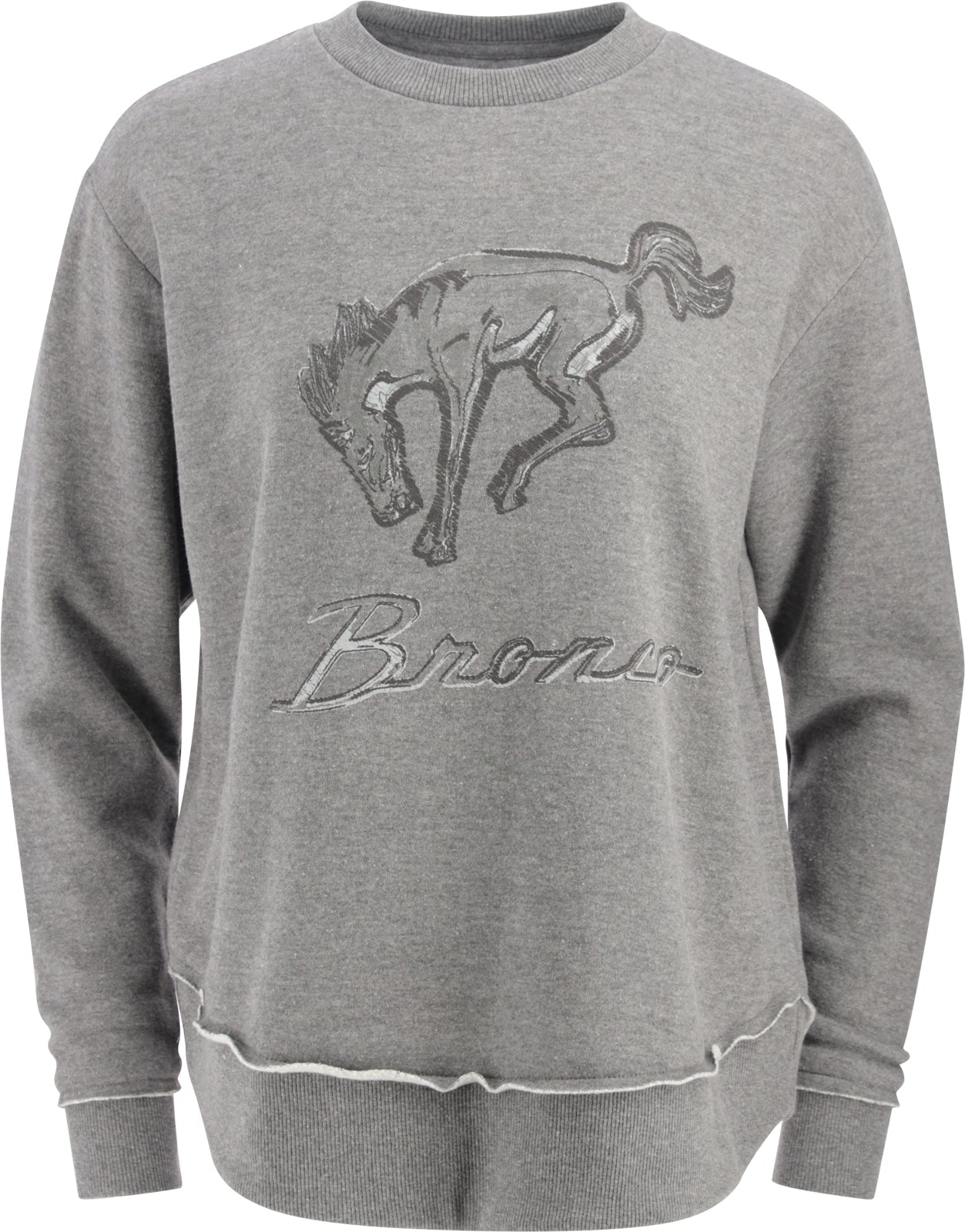 Ford Bronco Womens Gray Relaxed Fleece Crewneck Sweatshirt