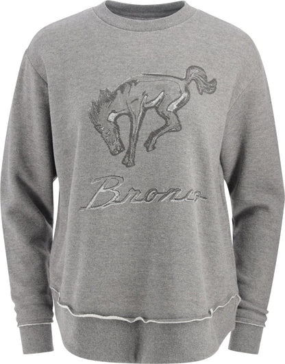 Ford Bronco Womens Gray Relaxed Fleece Crewneck Sweatshirt