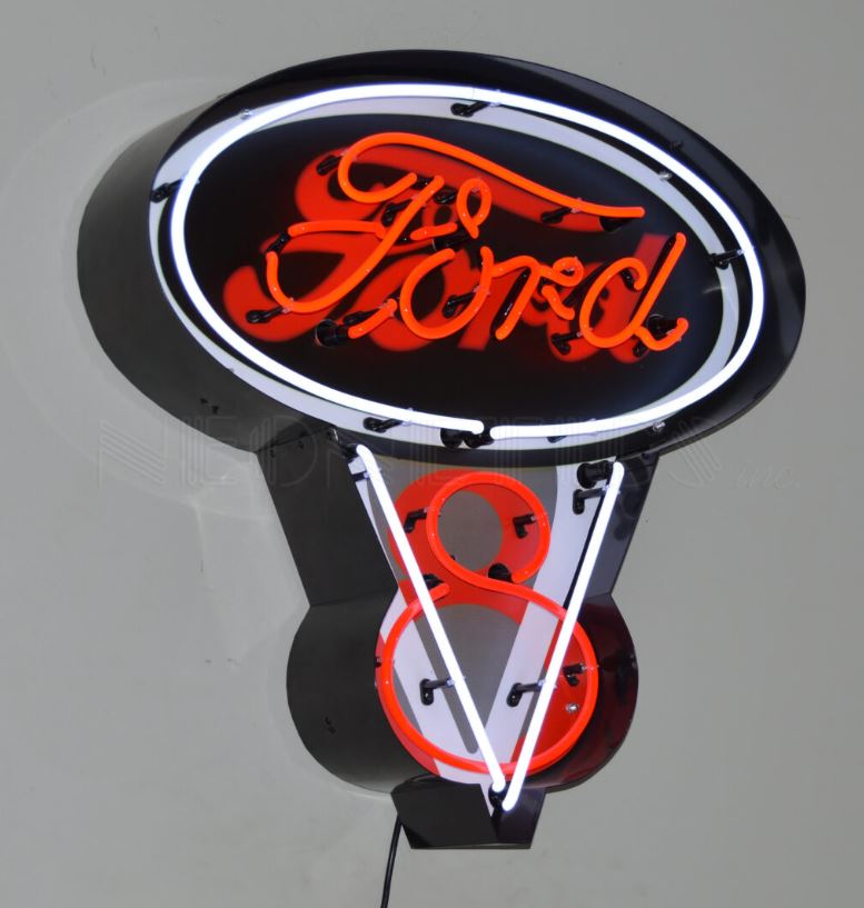 Ford V8 Led Flex-Neon Sign In Steel Can