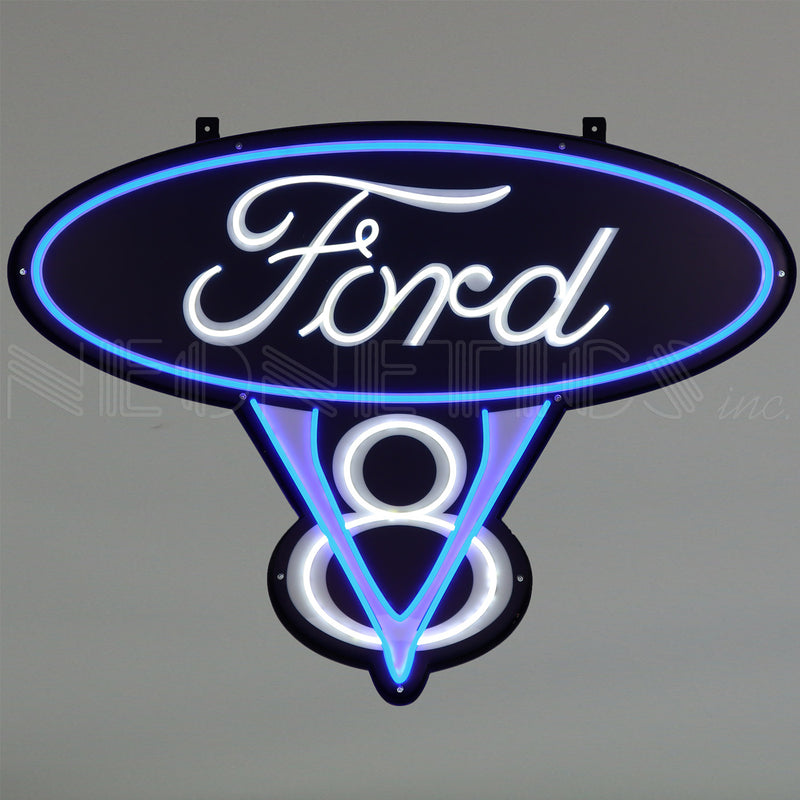 Ford V8 Led Flex-Neon Sign In Steel Can