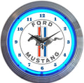 Ford Mustang Blue Neon Clock