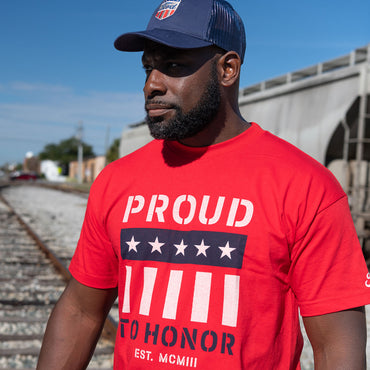 Ford Proud To Honor Mens Graphic Flag T-Shirt