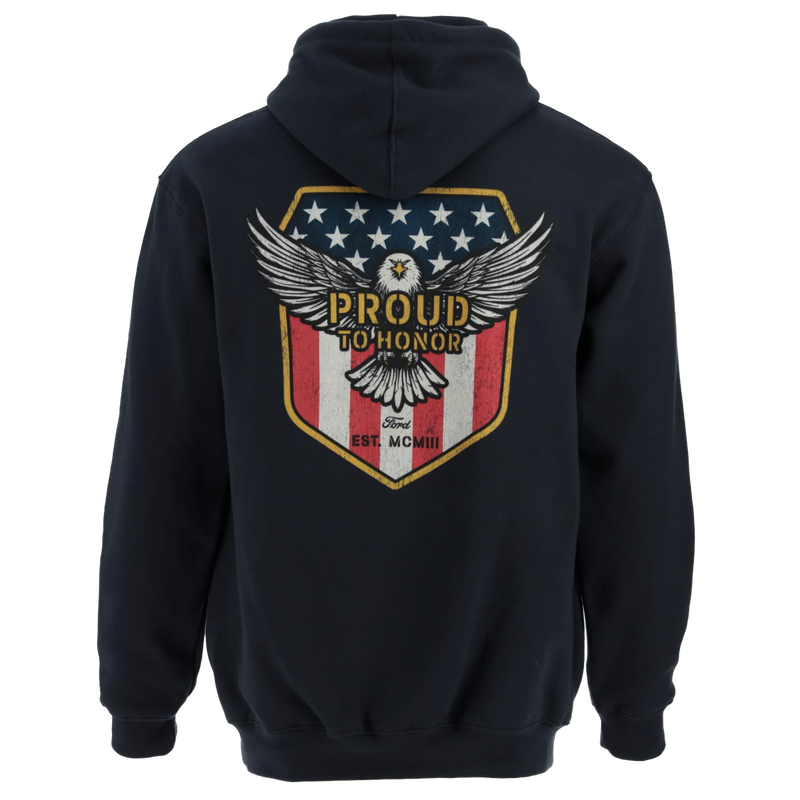Ford Proud To Honor Men s Eagle Hooded Pullover Sweatshirt