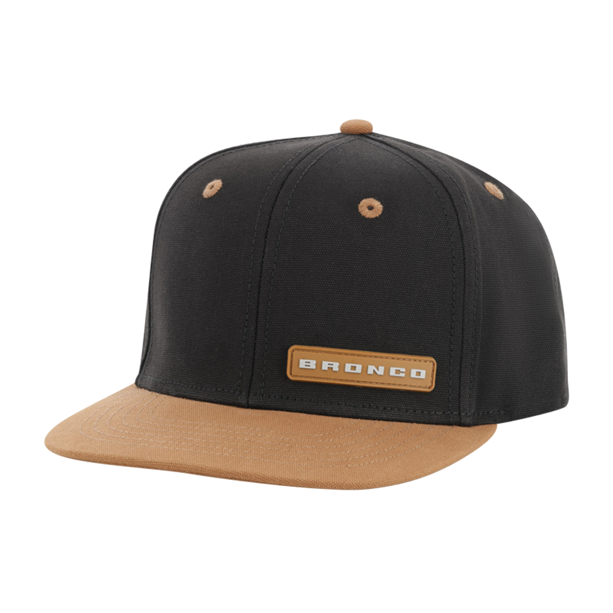Black and brown cap with 'Bronco' logo on a white background