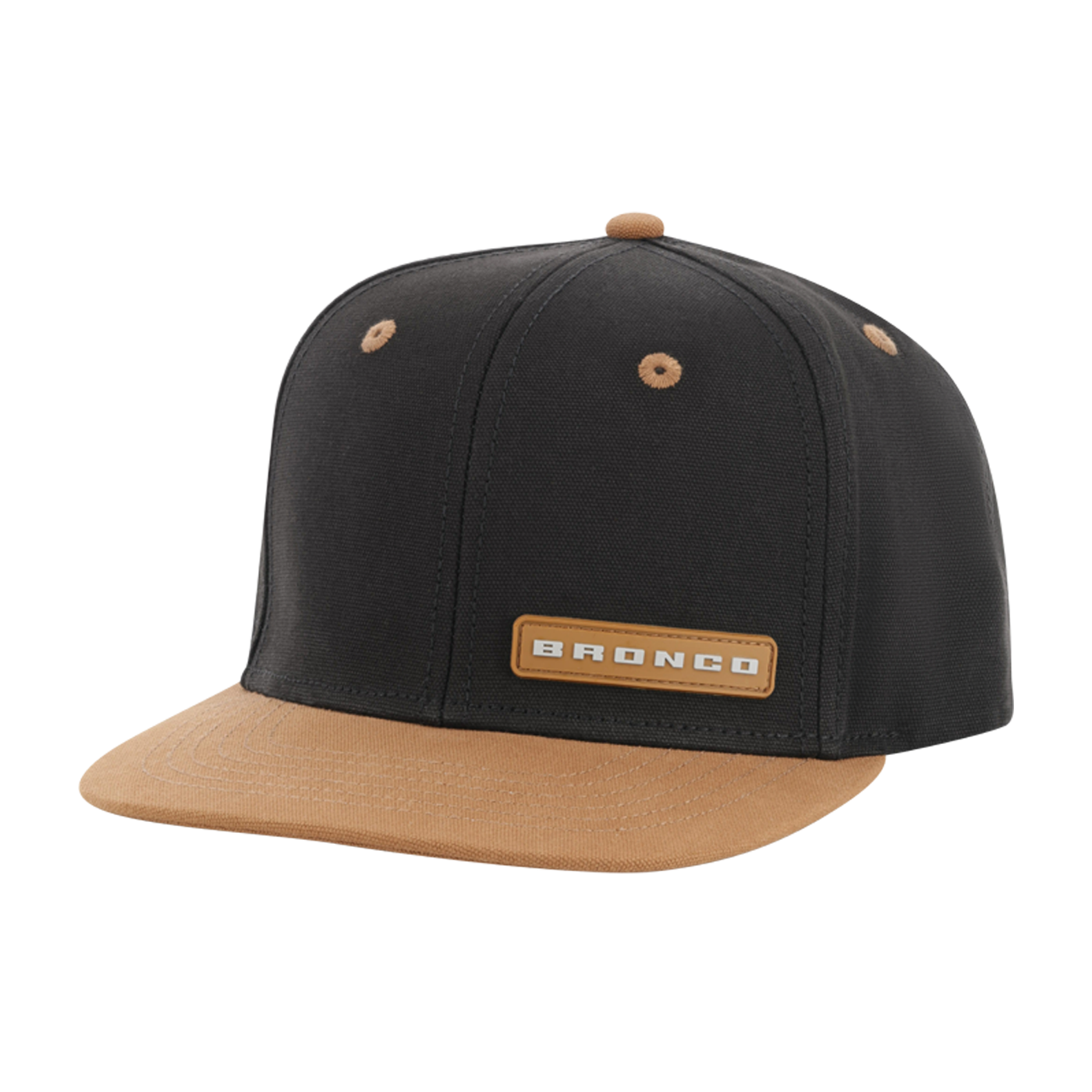 Black and brown cap with 'Bronco' logo on a white background