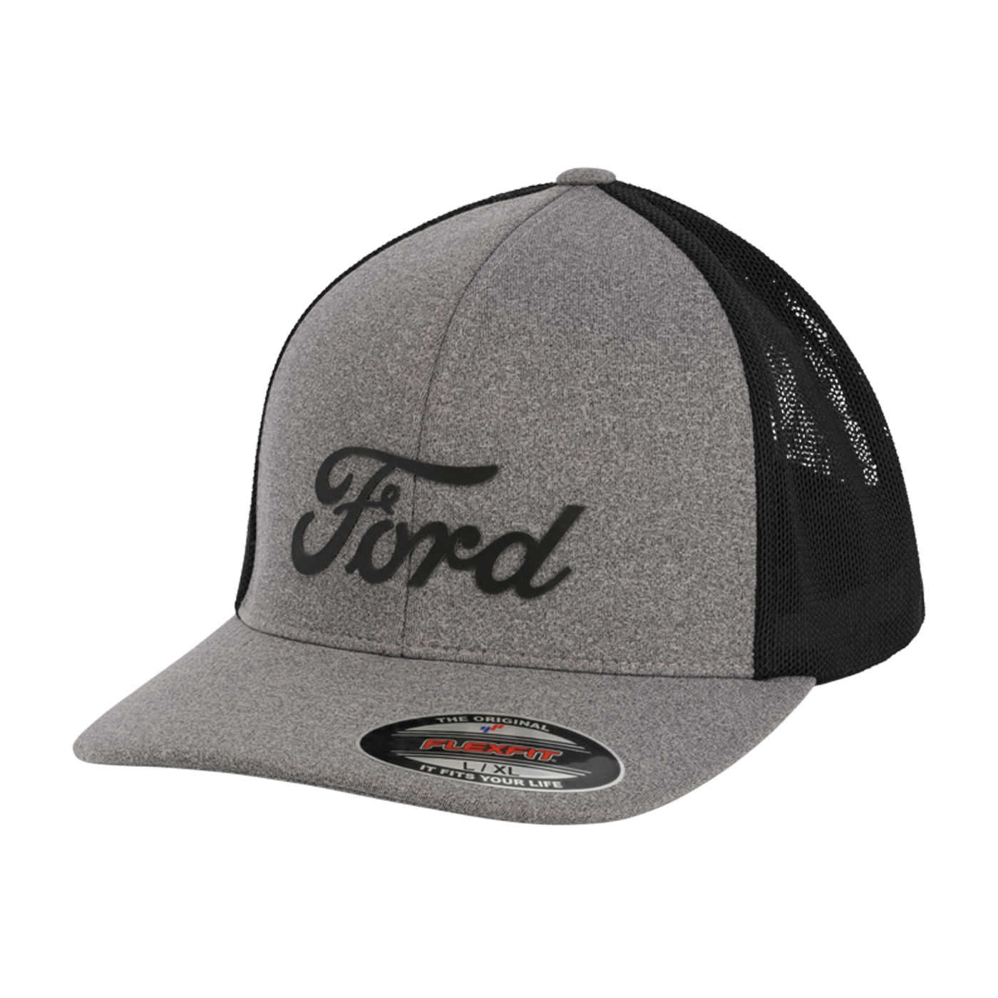 Gray and black cap with Ford logo on a white background