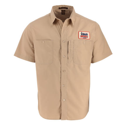 Ford Baja Bronco Stroppe Mens Button Pocket Khaki Mechanic Shirt