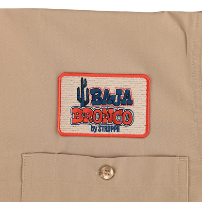 Ford Baja Bronco Stroppe Mens Button Pocket Khaki Mechanic Shirt