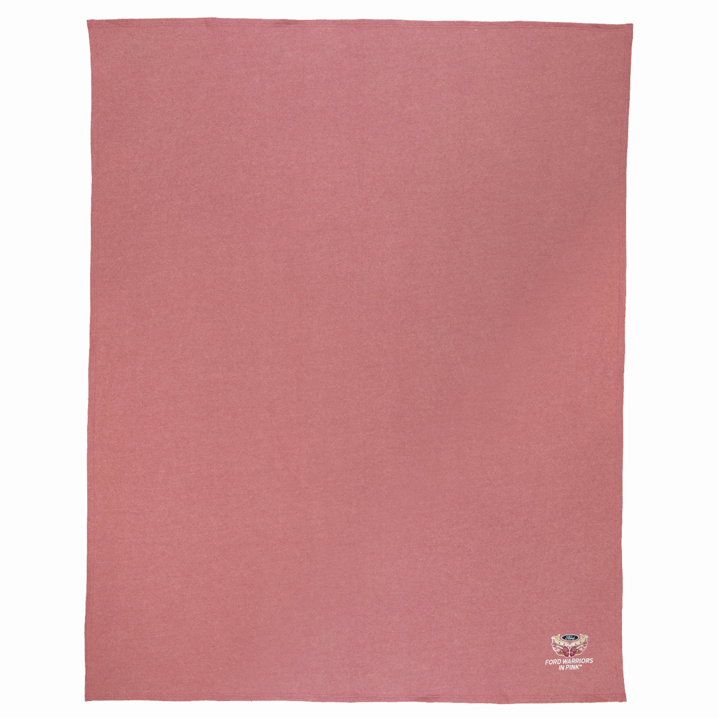 unfolded pink throw blanket with Ford warriors in pink logo