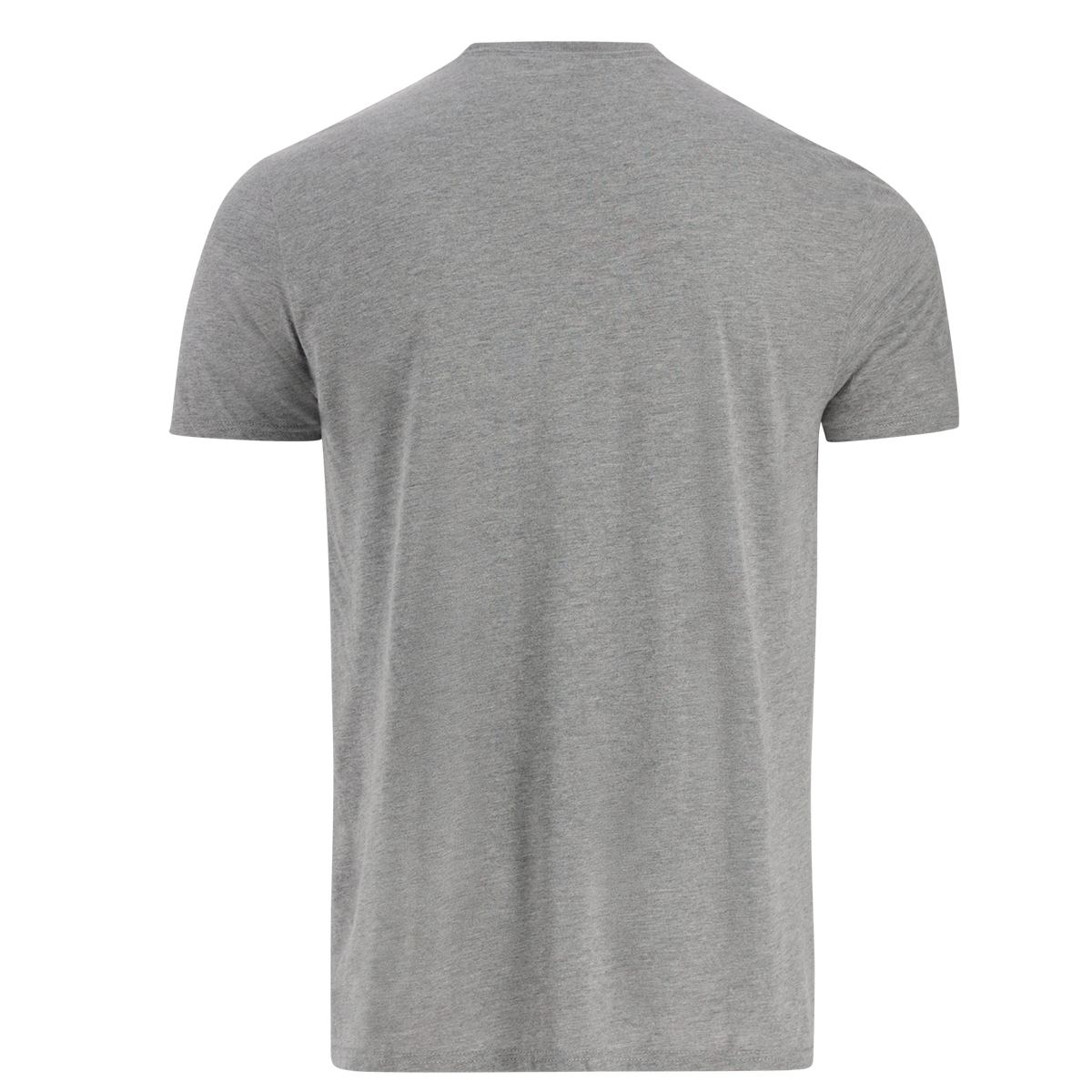 back of a gray t-shirt on a white background