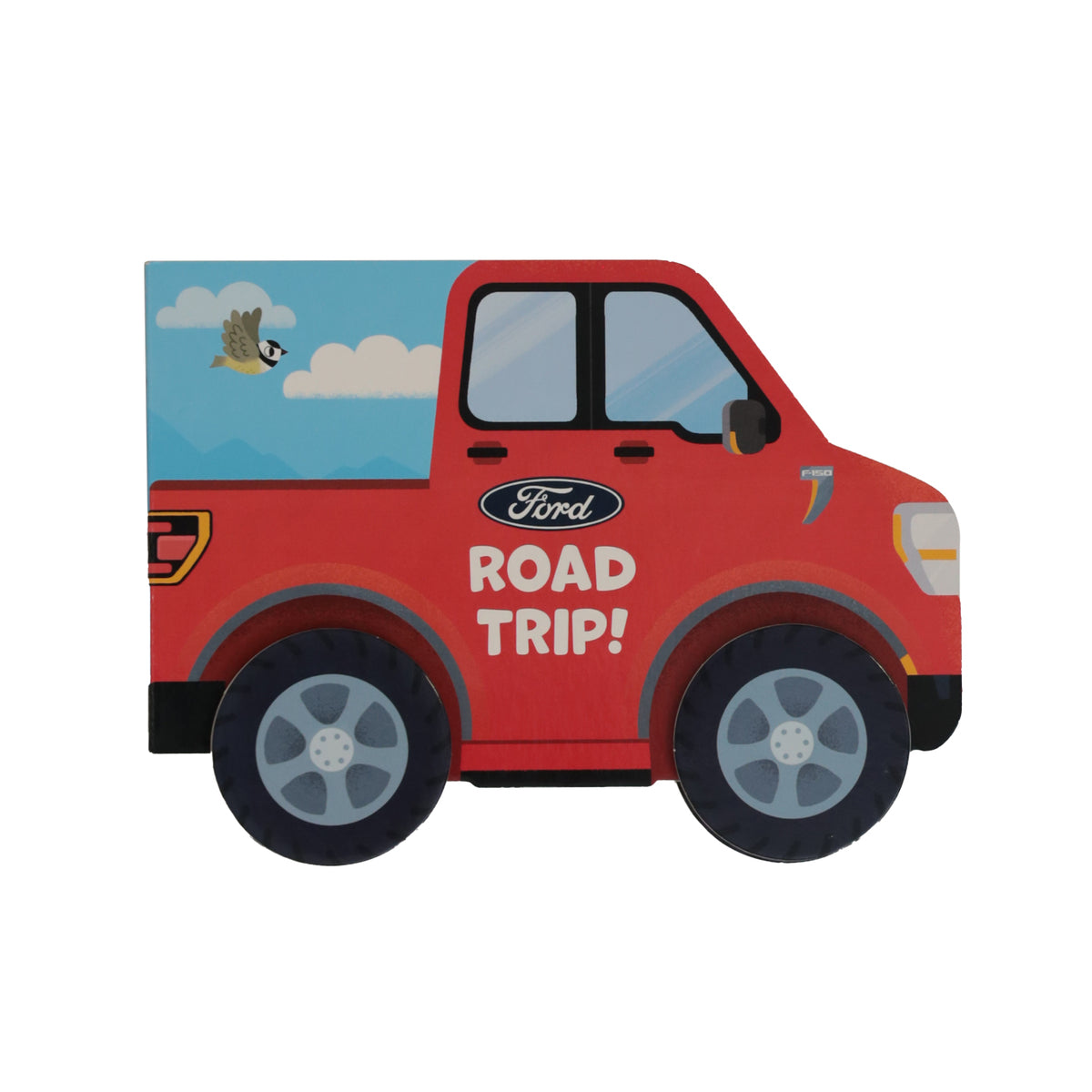 A hardcover book designed like a red Ford road trip truck with 'ROAD TRIP!' written on the side.