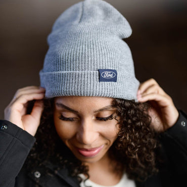 Ford Light Gray Waffle Knit Wool Beanie Hat