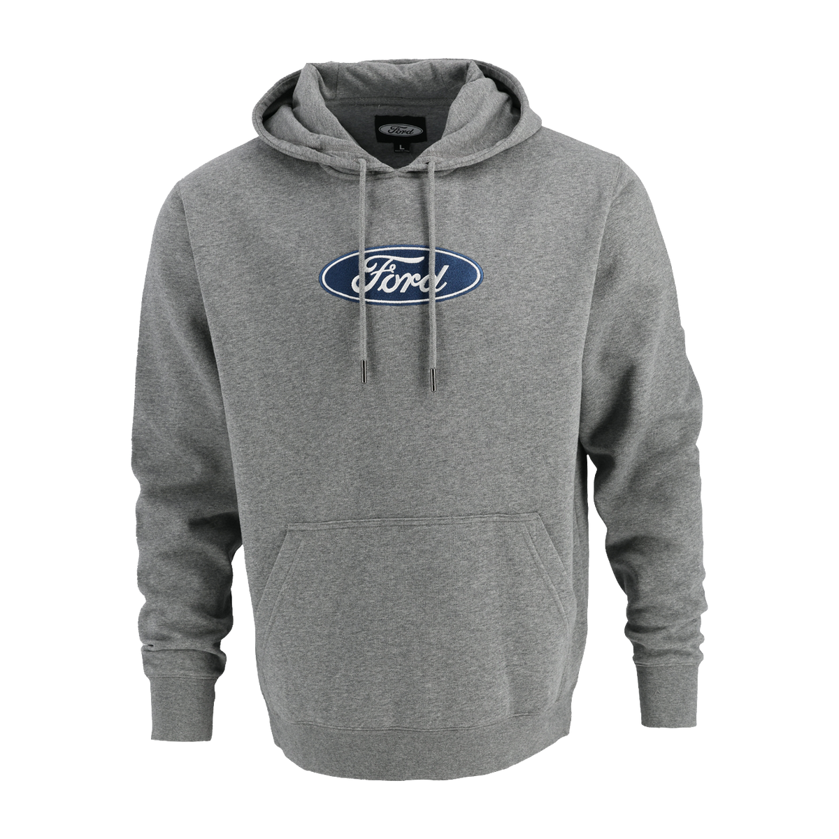 Gray hoodie with Ford logo on a white background