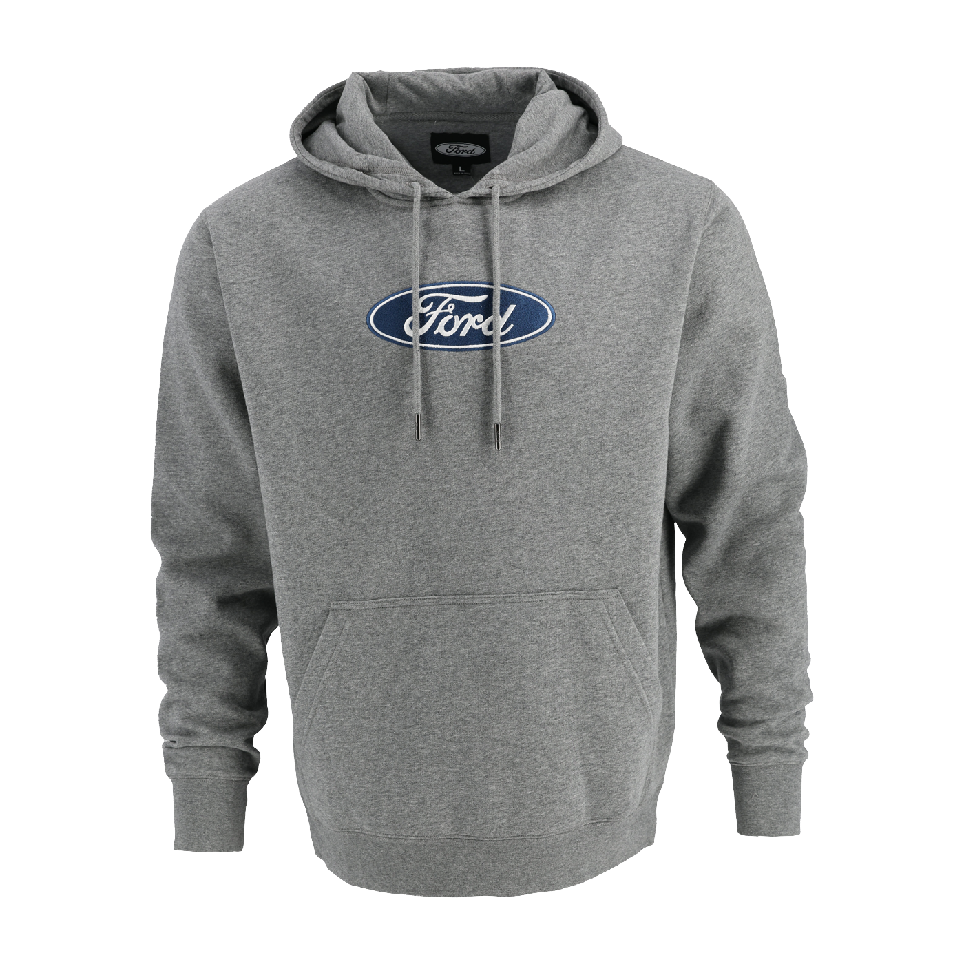 Gray hoodie with Ford logo on a white background