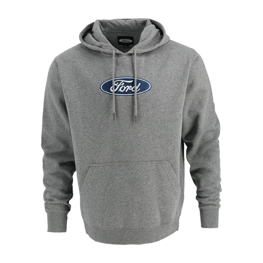 Gray hoodie with Ford logo on a white background