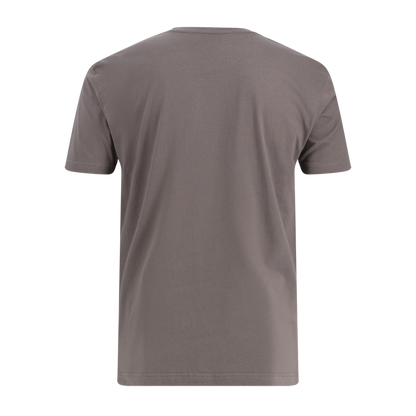 back of charcoal gray short sleeve t shirt