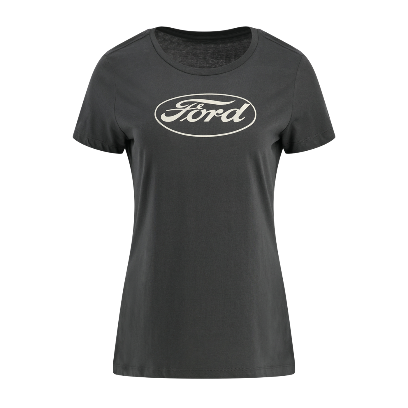 Black t-shirt with Ford logo on a white background