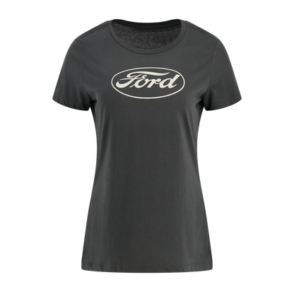 Black t-shirt with Ford logo on a white background