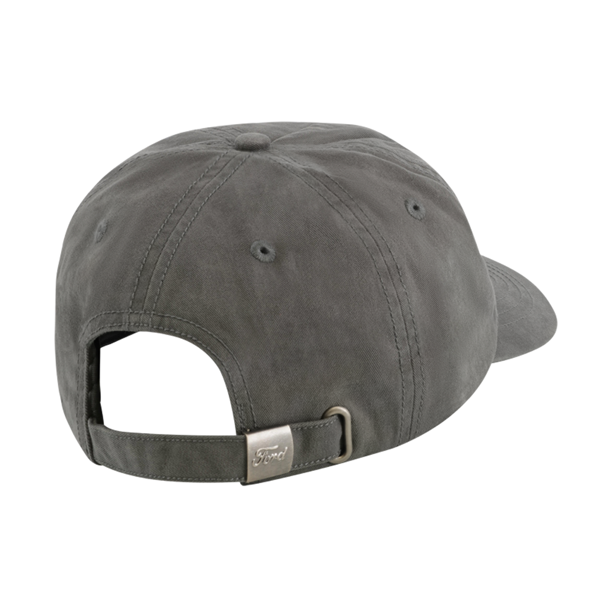 back of charcoal hat with ford on slide back silver enclosure