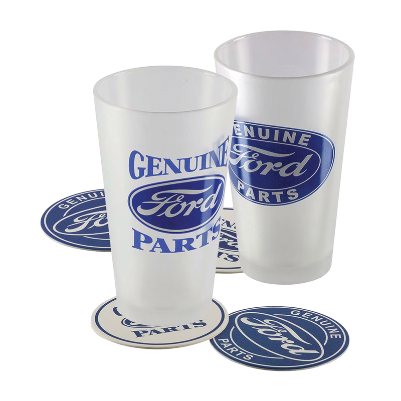 Ford 2-Pk Frosted Pint Glass Set