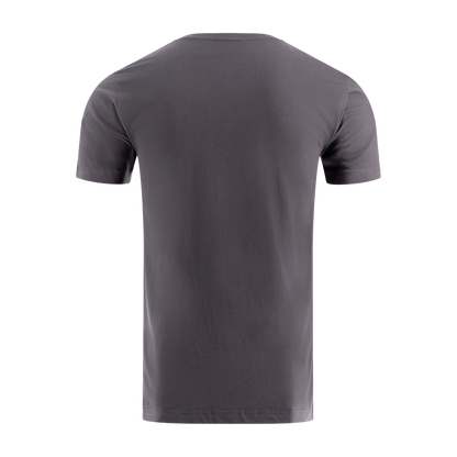 back of gray short sleeve men's t-shirt