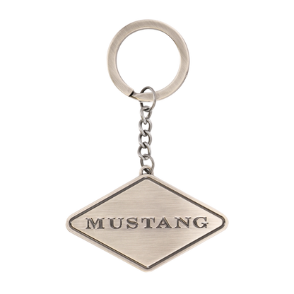 Keychain with 'Mustang' logo on a white background