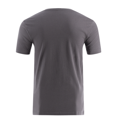 back of men's gray short sleeve t-shirt