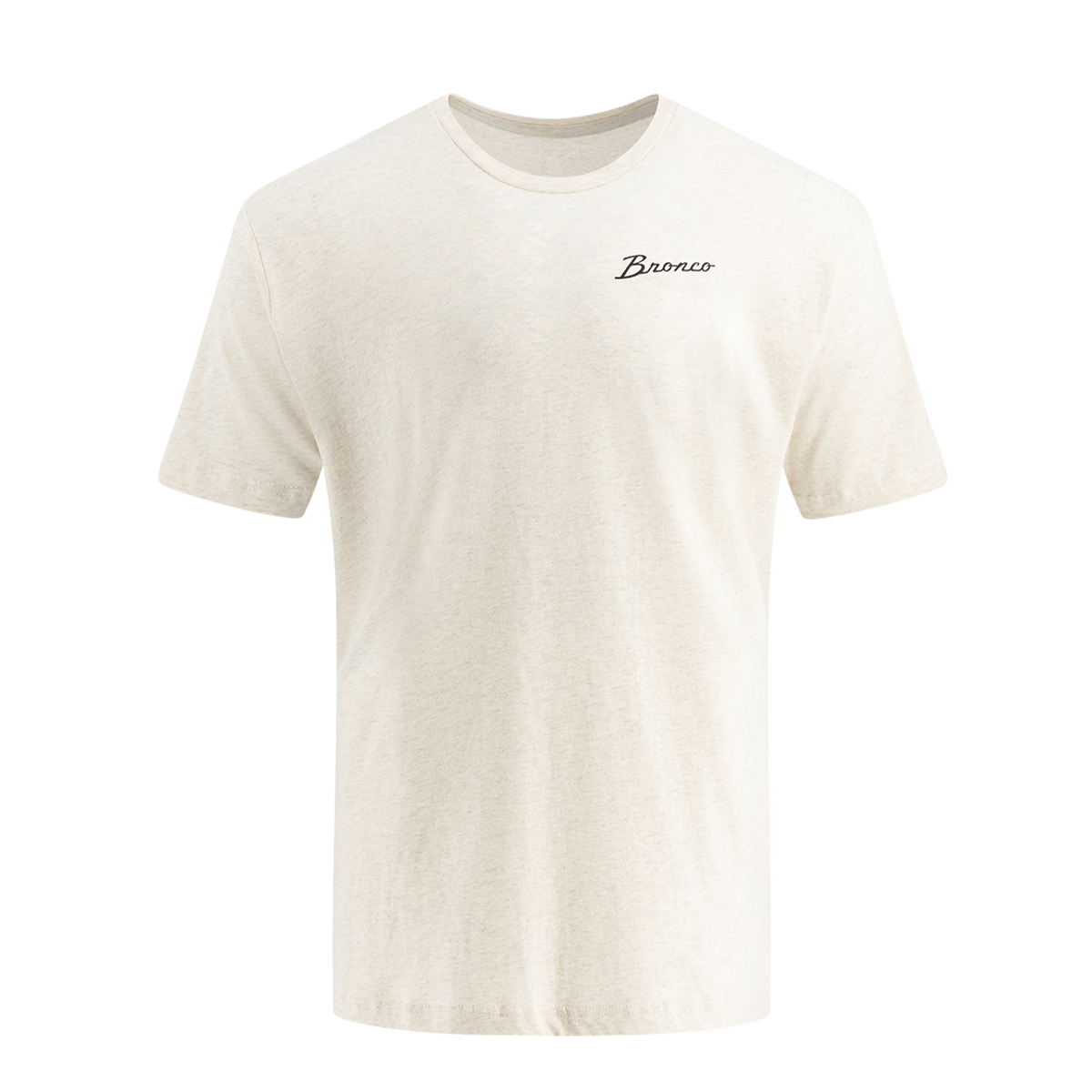 Beige t-shirt with a brand logo on a white background