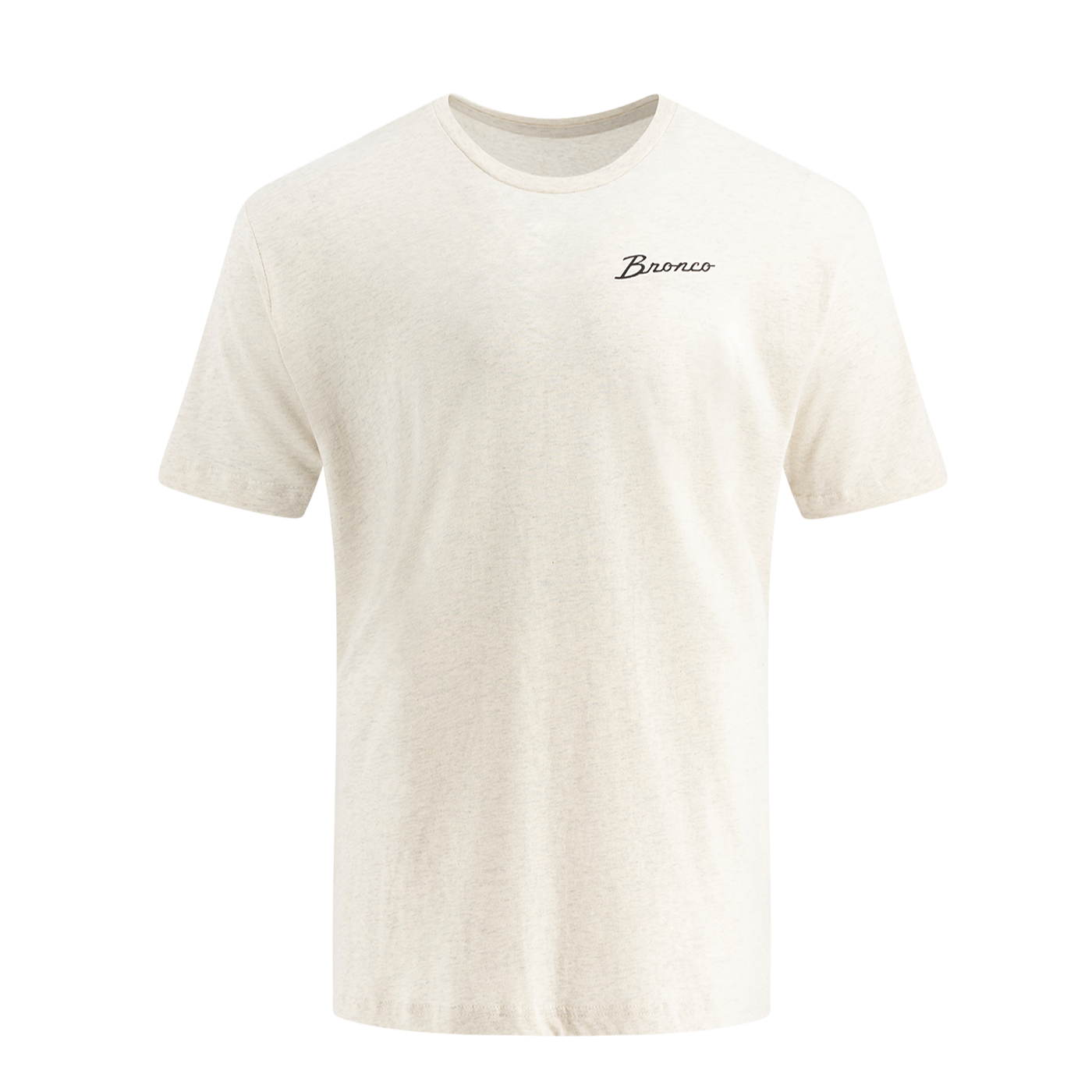 Beige t-shirt with a brand logo on a white background