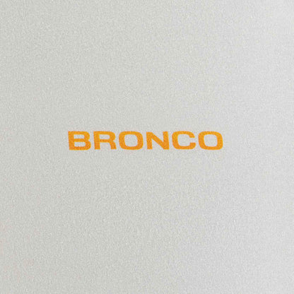 Text 'BRONCO' in orange on a textured gray background
