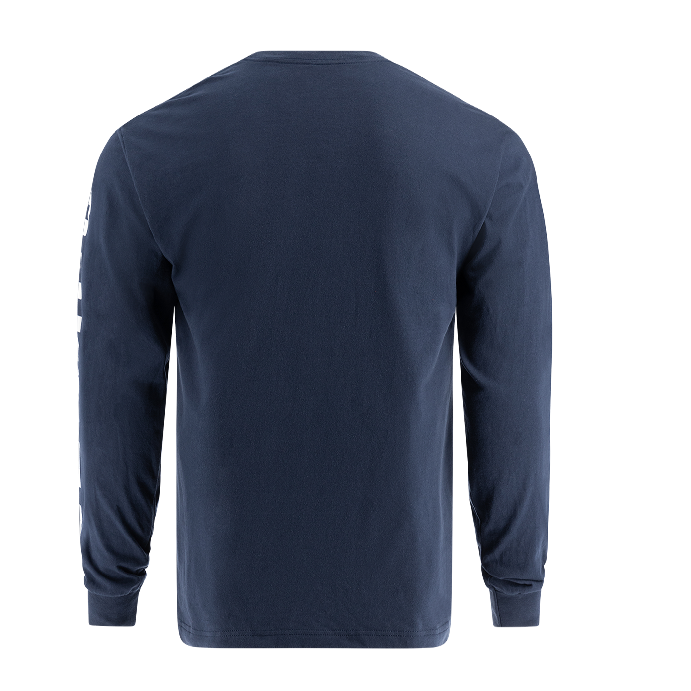 back of navy blue long sleeve shirt