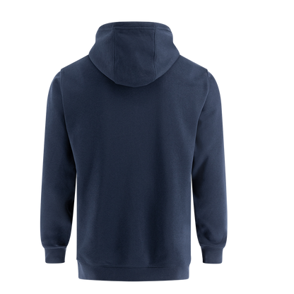 back of navy blue men's hoodie