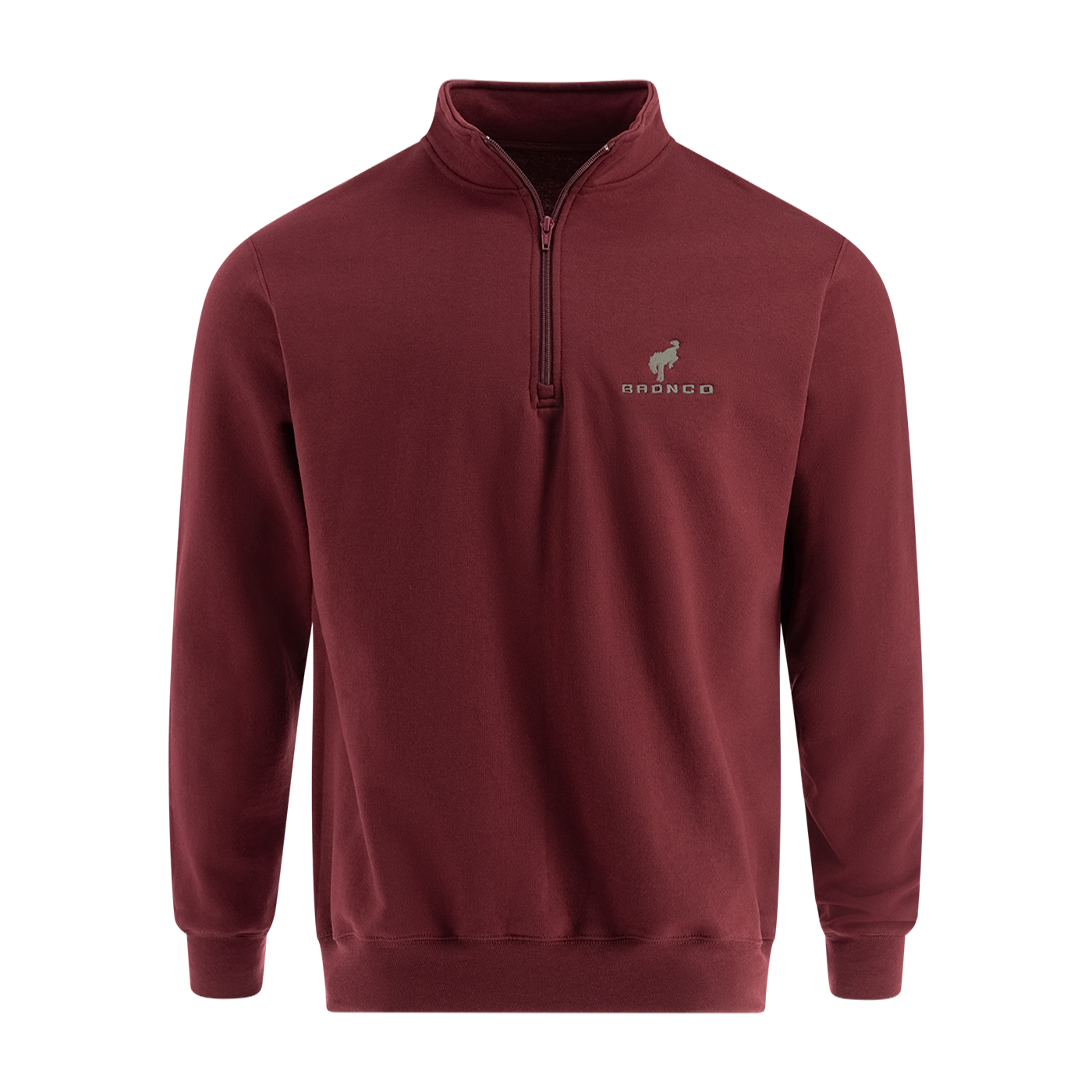Maroon sweatshirt with a brand logo on a white background