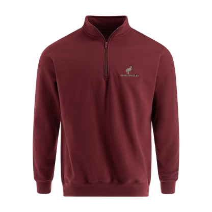 Maroon sweatshirt with a brand logo on a white background