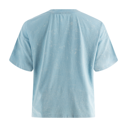 back of light blue crop top t-shirt