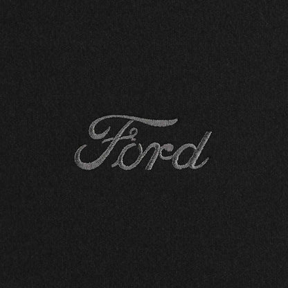 Ford logo embroidered on black fabric