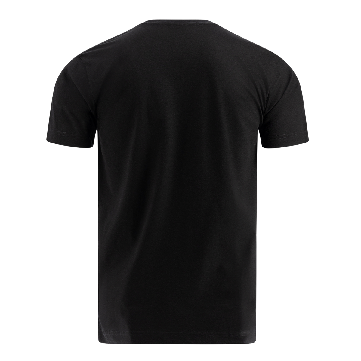 back of black short sleeve t shirt