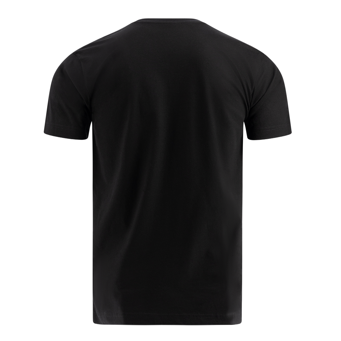 back of black short sleeve t shirt