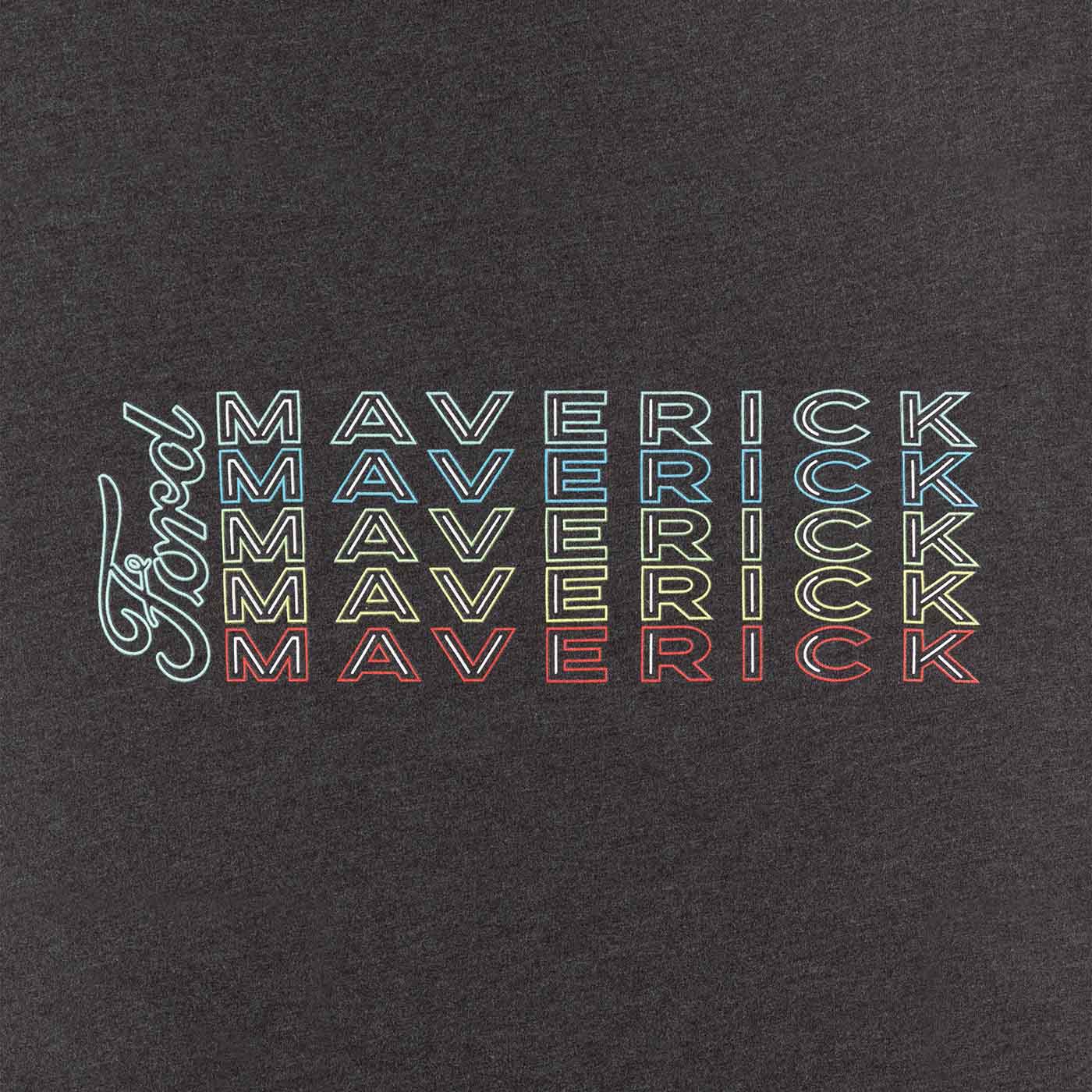 Text design with 'Maverick' in a rainbow gradient on a dark background