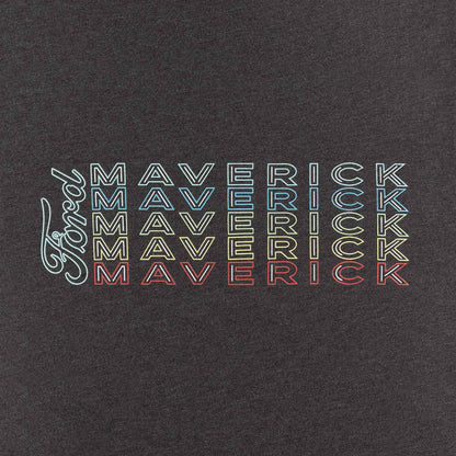 Text design with 'Maverick' in a rainbow gradient on a dark background