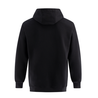 back of black hoodie
