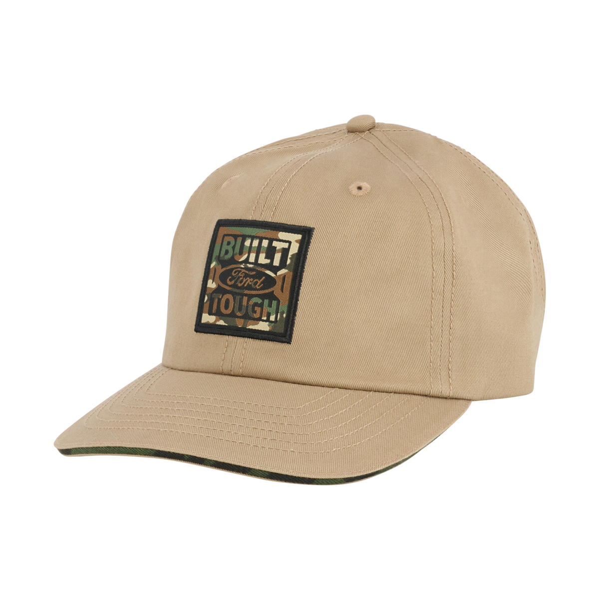 khaki hat with camouflage built ford tough badge 