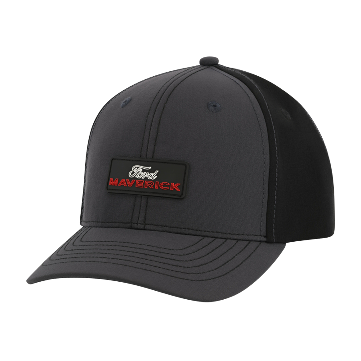 Black cap with Ford Maverick logo on a white background