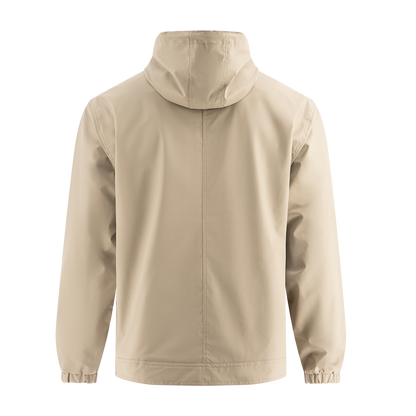 Beige jacket with a hood on a white background