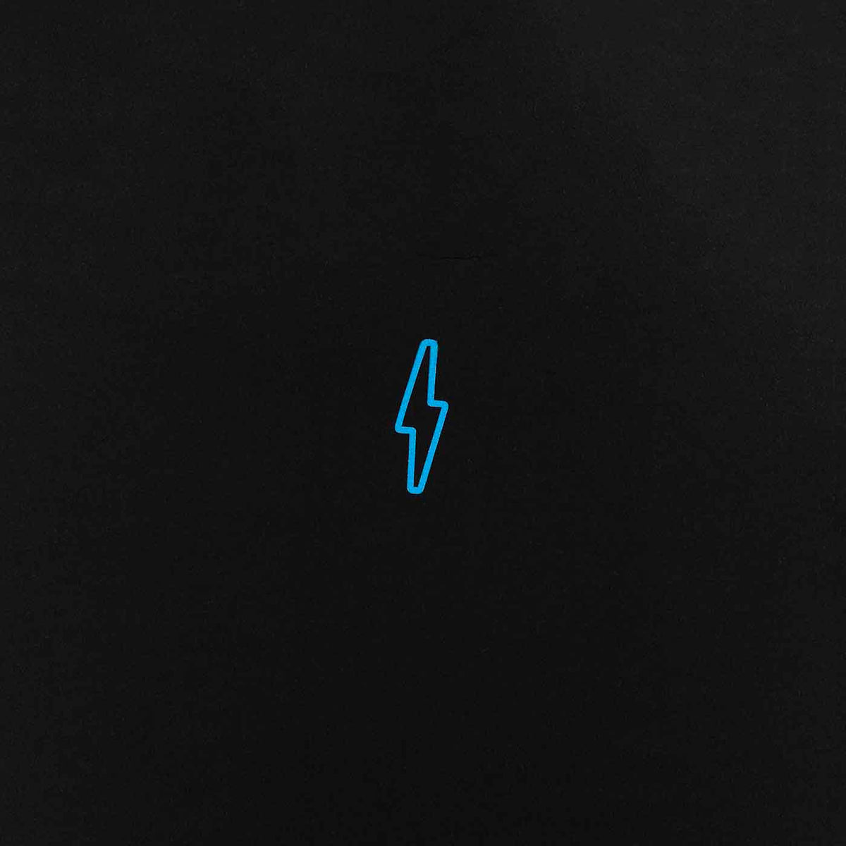 Blue lightning bolt symbol on a black background